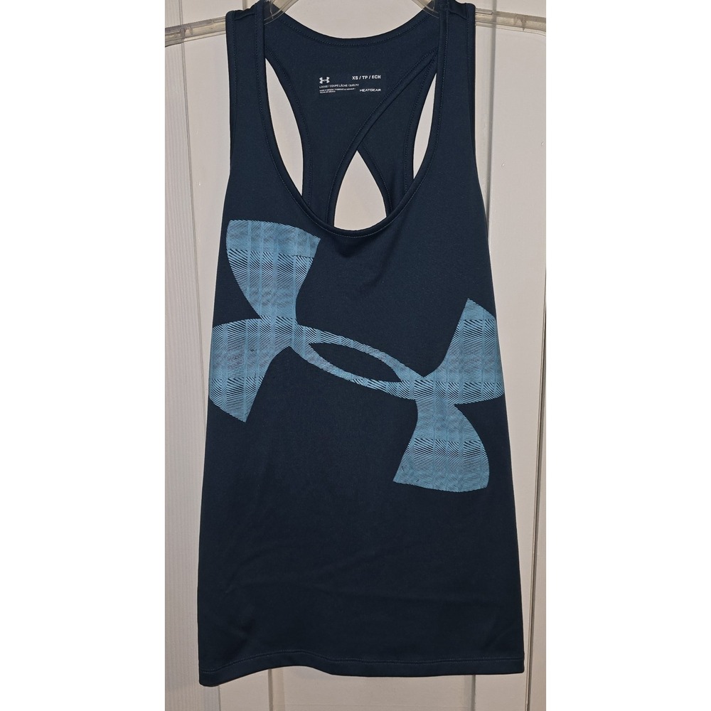 Under Armour Tank Top Womens XS Teal HeatGear Racerback Athletic Loose Fit